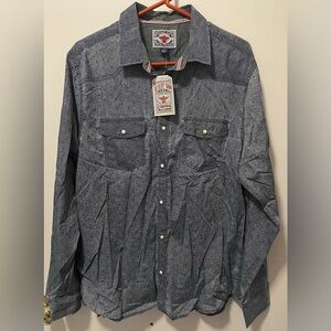 Flag & Anthem Desert Son Men’s Plaid Western Shirt Long Sleeve Washed Navy Large